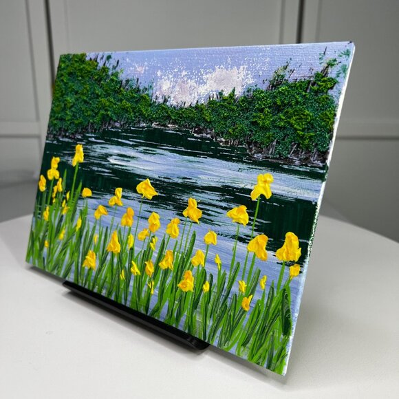 Here Comes Spring Original Impressionist Landscape Nature Theme Painting 6" x 8" - Picture 5 of 6